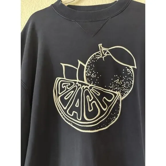 Men’s Coach Orange Spellout Crewneck Sweatshirts Navy Size Medium - Picture 4 of 8